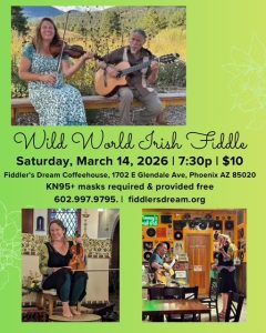 Wild World Irish Fiddle Flyer for March 14th
