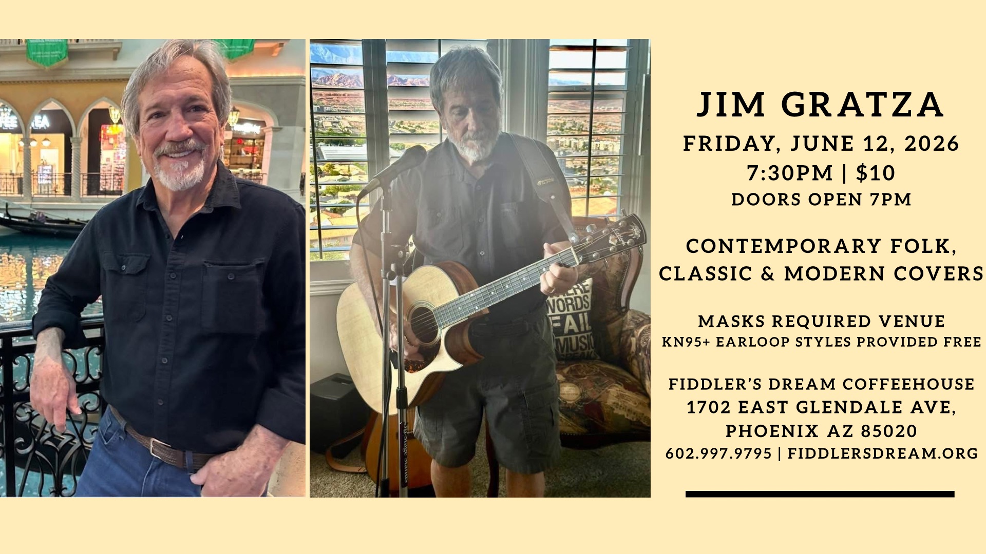 Flyer announcing Jim Gratza playing on June 12.